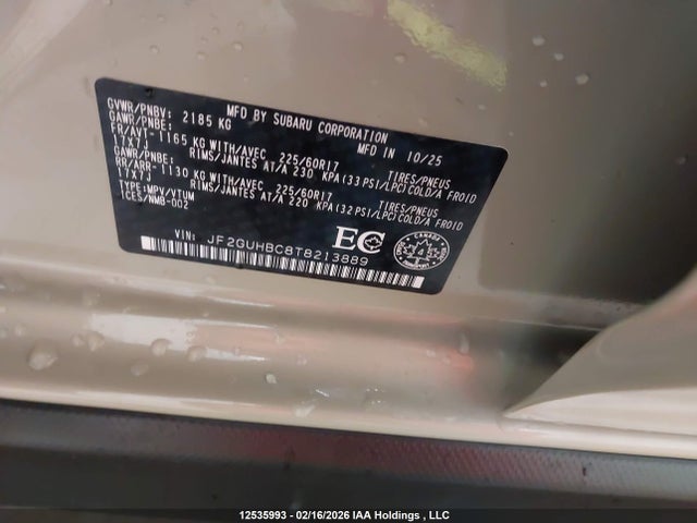 Aukcja sprzedaży 2026 Subaru Crosstrek, vin: JF2GUHBC8T8213889, numer aukcji: 12535993