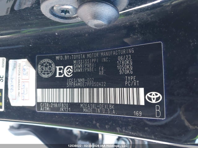 12536022 :رقم المزاد ، 5YFB4MDE7PP050422 vin ، 2023 Toyota Corolla Le مزاد بيع