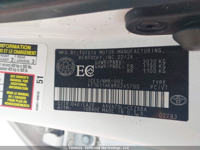 4T1G11AK8RU245700 Toyota Camry Se Night Shade/se