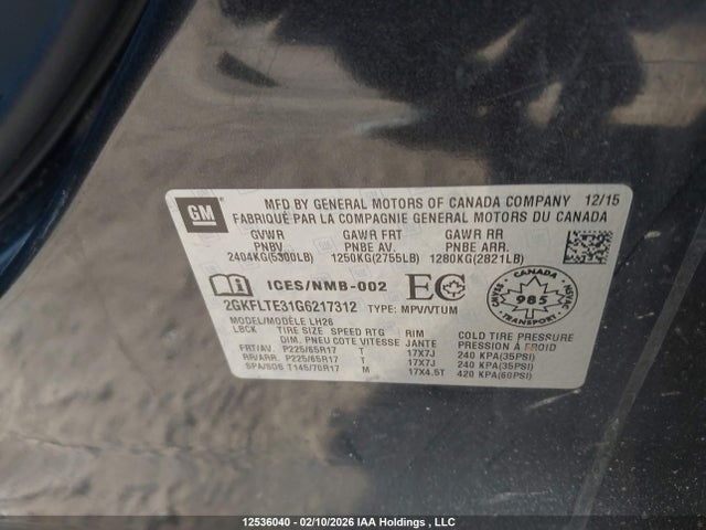 GMC Terrain Sle 2016 2GKFLTE31G6217312 Image 9