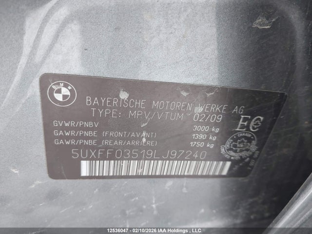 Aukcja sprzedaży 2009 Bmw X5 3.5d, vin: 5UXFF03519LJ97240, numer aukcji: 12536047