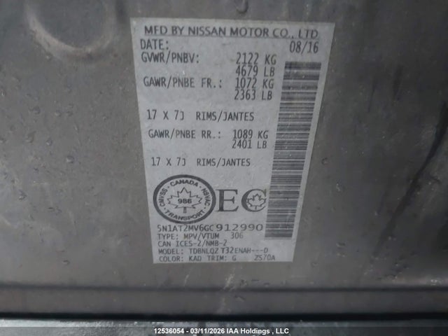 5N1AT2MV6GC912990 Nissan Rogue