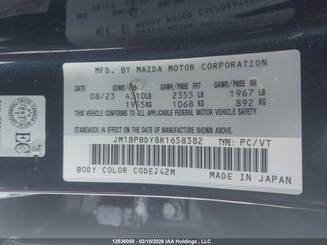 JM1BPBDY8R1658382 Mazda 3 Gt