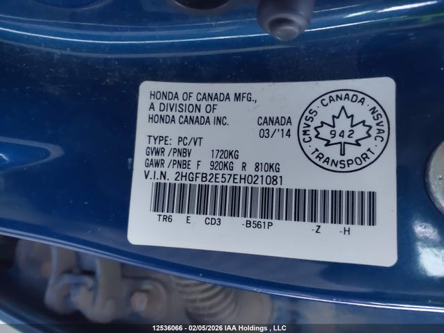 Honda Civic Lx 2014 2HGFB2E57EH021081 Image 18