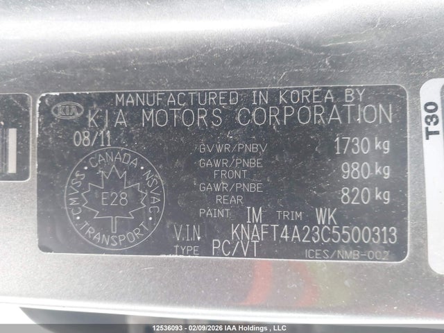 Продажа на аукционе авто 2012 Kia Forte 2.0l Lx, vin: KNAFT4A23C5500313, номер лота: 12536093
