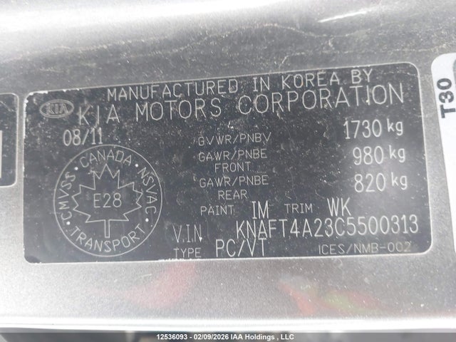 Продажа на аукционе авто 2012 Kia Forte 2.0l Lx, vin: KNAFT4A23C5500313, номер лота: 12536093