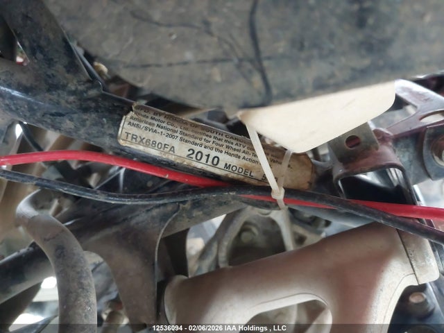 Продаж на аукціоні авто 2010 Honda Trx680 Fa, vin: 1HFTE3309A4500041, номер лоту: 12536094