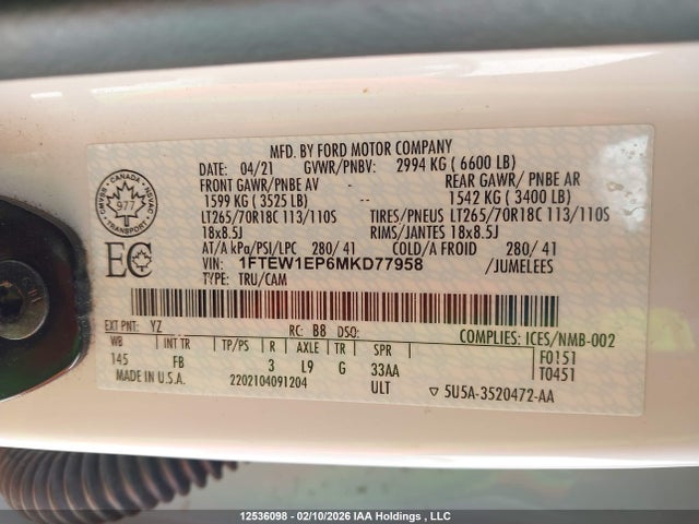 Ford F-150 Xlt 2021 1FTEW1EP6MKD77958 Image 9