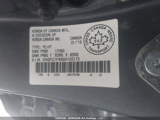 2HGFC1F49GH105175 Honda Civic Ex-t