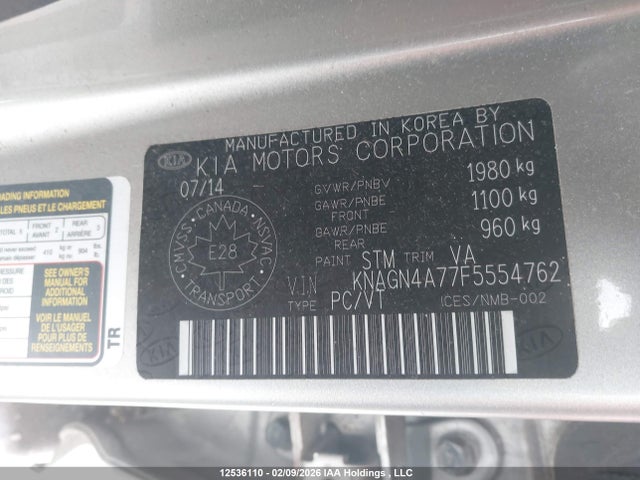 KNAGN4A77F5554762 KIA Optima Ex/ex Luxury