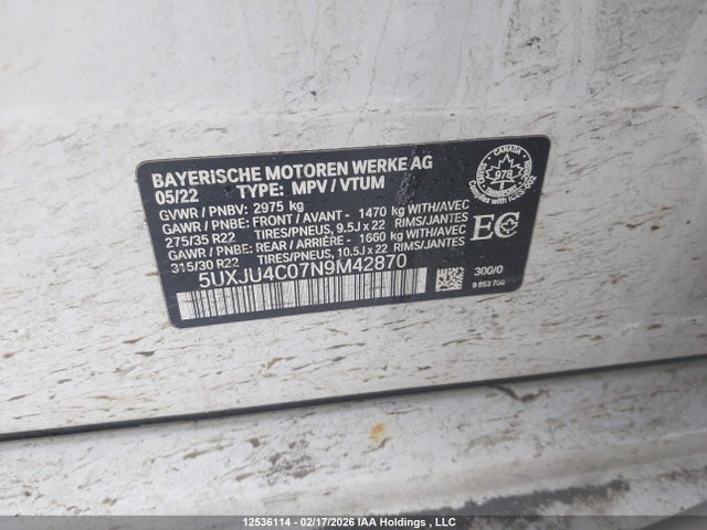 5UXJU4C07N9M42870 BMW X5 M50i