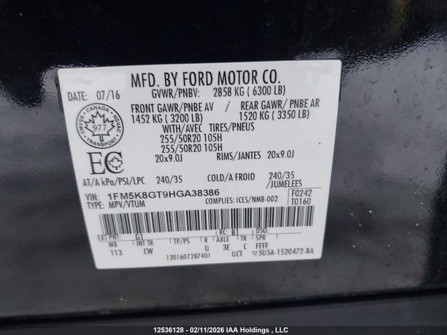 1FM5K8GT9HGA38386 Ford EXPLORER SPORT