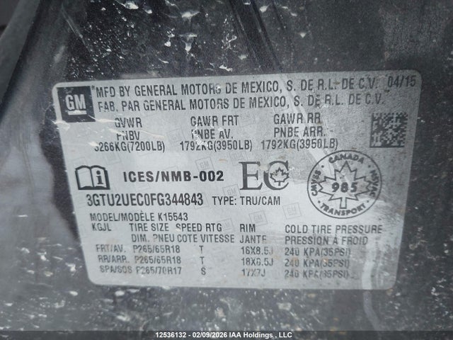 3GTU2UEC0FG344843 GMC Sierra 1500 Sle