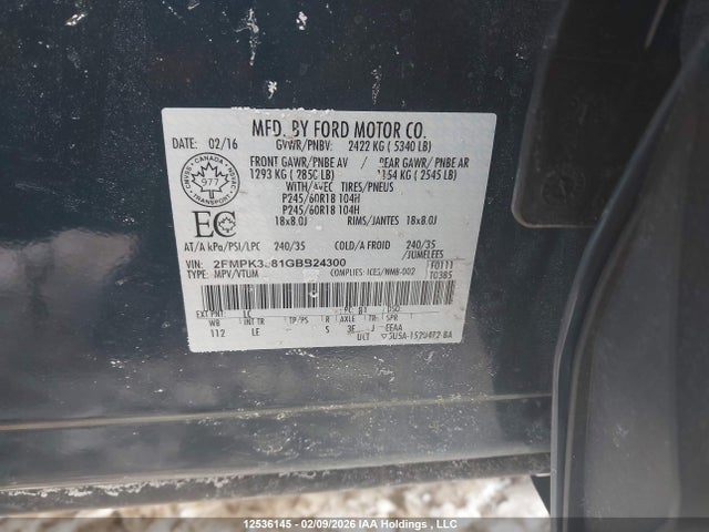 Ford EDGE SEL 2016 2FMPK3J81GBB24300 Image 9