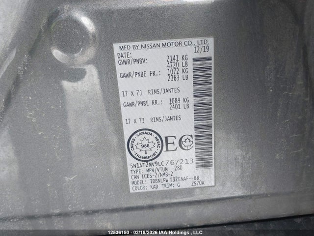 5N1AT2MV9LC767213 Nissan Rogue