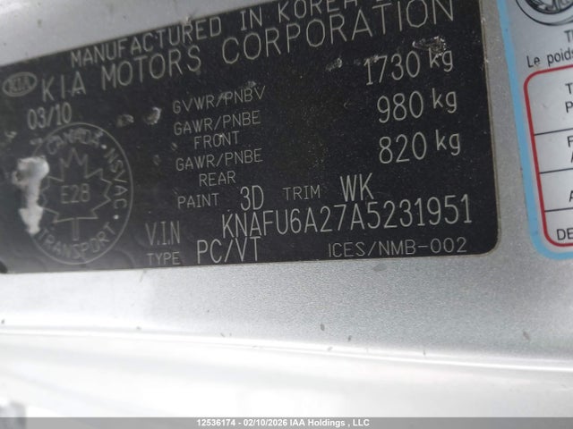 Aukcja sprzedaży 2010 Kia Forte Ex, vin: KNAFU6A27A5231951, numer aukcji: 12536174