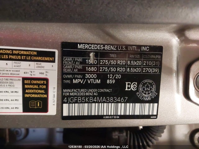 4JGFB5KB4MA383467 Mercedes-Benz Gle 450 4matic