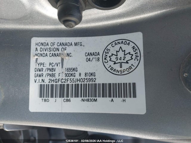 Продаж на аукціоні авто 2018 Honda Civic Lx, vin: 2HGFC2F55JH025992, номер лоту: 12536181