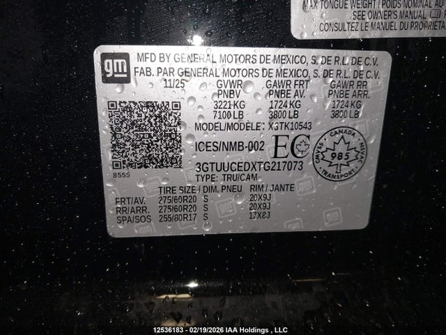Aukcja sprzedaży 2026 Gmc Sierra K1500 Elevation, vin: 3GTUUCEDXTG217073, numer aukcji: 12536183