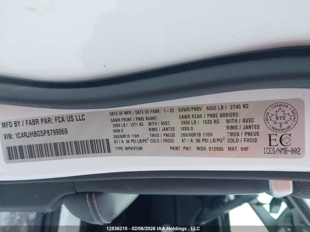 1C4RJHBG5P8799069 Jeep Grand Cherokee Limited