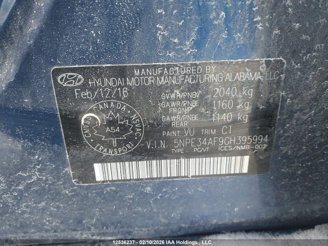 5NPE34AF9GH395994 Hyundai Sonata Sport Tech