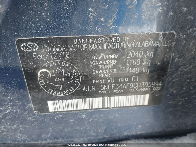 5NPE34AF9GH395994 Hyundai Sonata Sport Tech