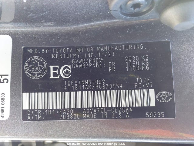 4T1G11AK7RU873554 Toyota Camry Se Night Shade/se
