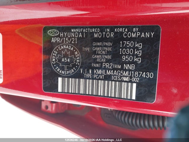 KMHLM4AG5MU187430 Hyundai ELANTRA SEL