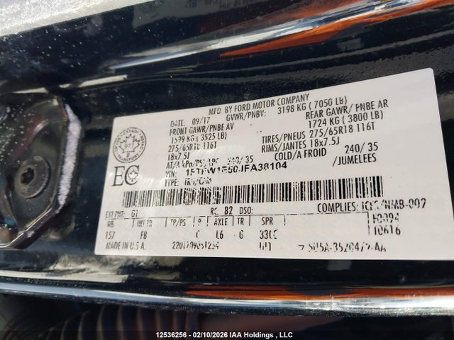 Ford F-150 Xlt 2018 1FTFW1E50JFA38104 Image 9