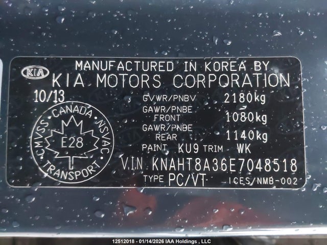 KNAHT8A36E7048518 KIA Rondo Lx