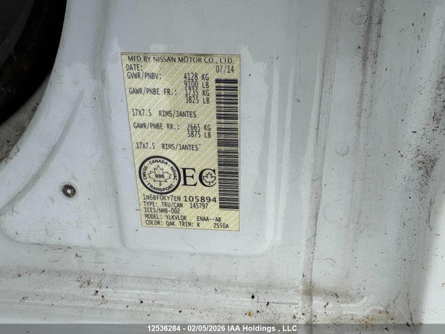 1N6BF0KY7EN105894 Nissan Nv Cargo Nv2500 Hd Sv V6