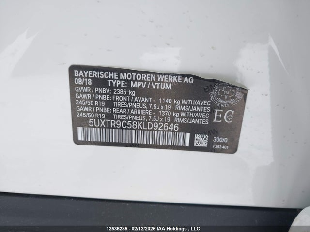 5UXTR9C58KLD92646 BMW X3 Xdrive30i