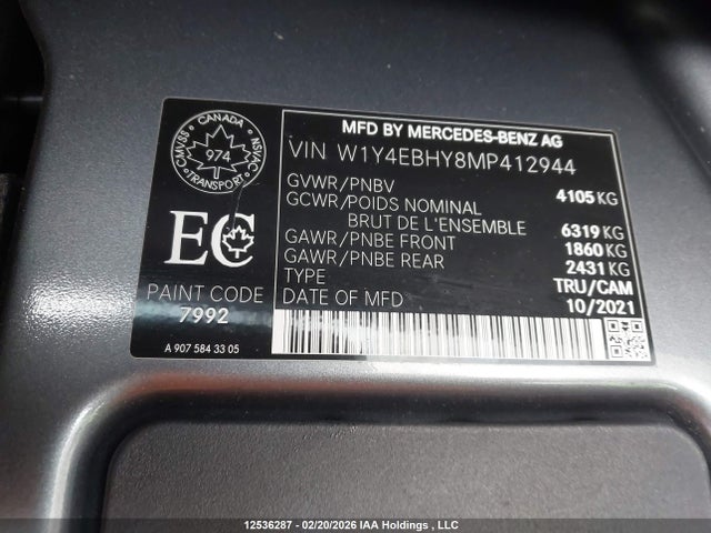W1Y4EBHY8MP412944 Mercedes-Benz Sprinter 2500 Standard Roof V6 Diesel