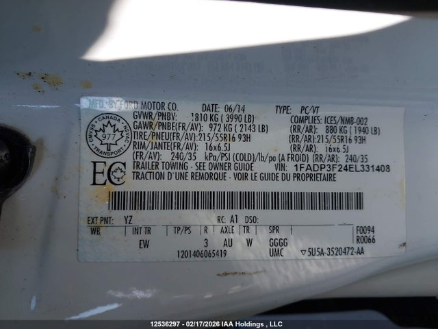 1FADP3F24EL331408 Ford FOCUS SE