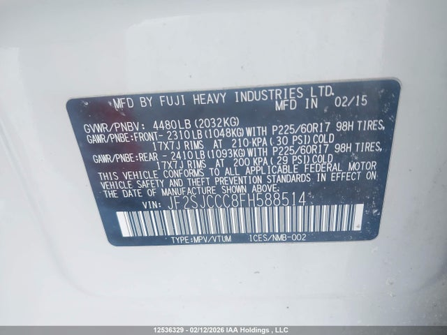 Subaru Forester 2015 JF2SJCCC8FH588514 Image 9