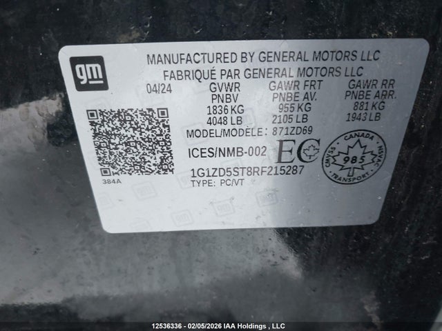 1G1ZD5ST8RF215287 Chevrolet MALIBU LT