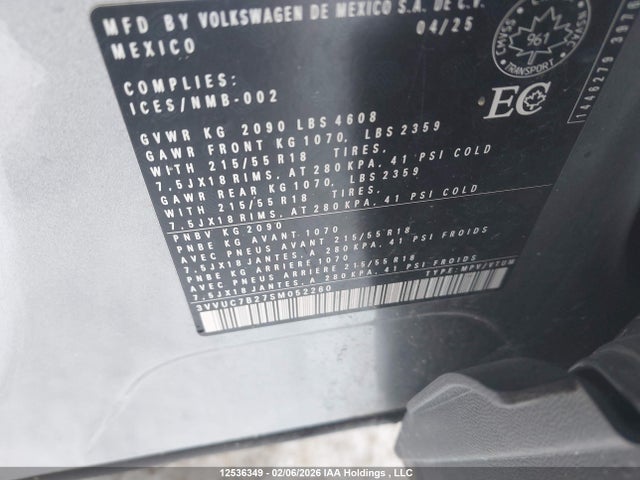 3VVUC7B27SM052260 Volkswagen TAOS SE