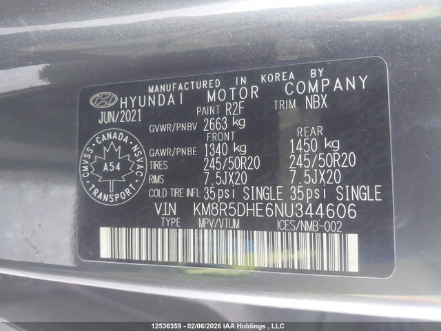 Продажа на аукционе авто 2022 Hyundai Palisade Ultimate Calligraphy, vin: KM8R5DHE6NU344606, номер лота: 12536359