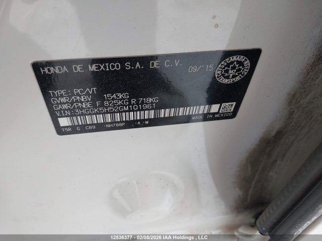 3HGGK5H52GM101961 Honda FIT LX