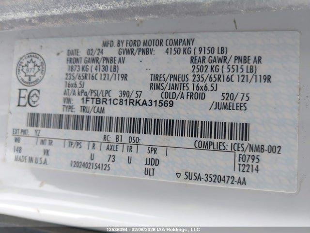 1FTBR1C81RKA31569 Ford Transit-250 Cargo