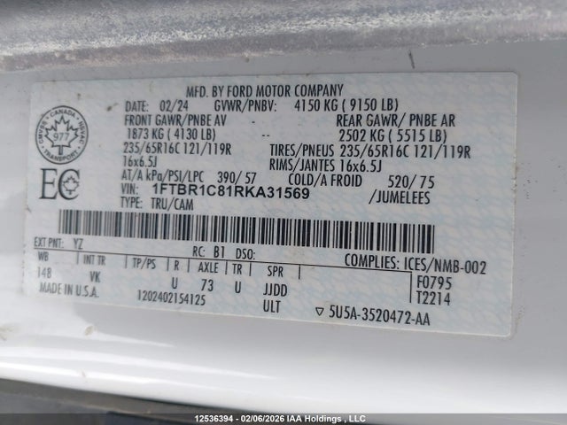 1FTBR1C81RKA31569 Ford Transit-250 Cargo