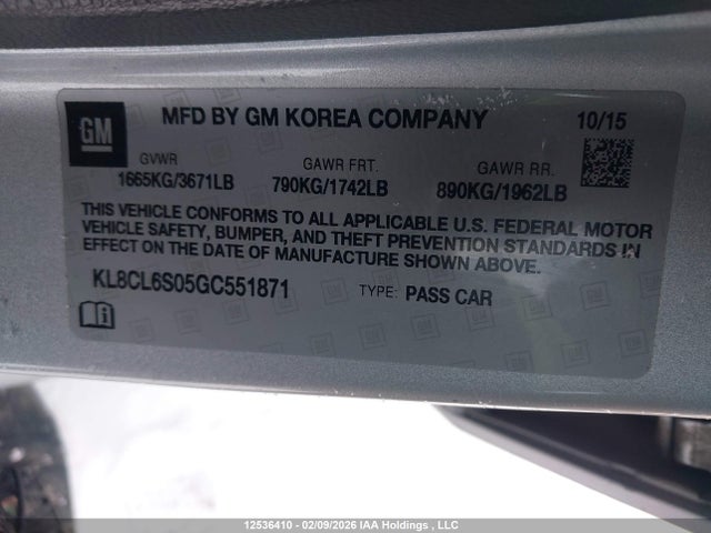 KL8CL6S05GC551871 Chevrolet Spark Ev 2lt