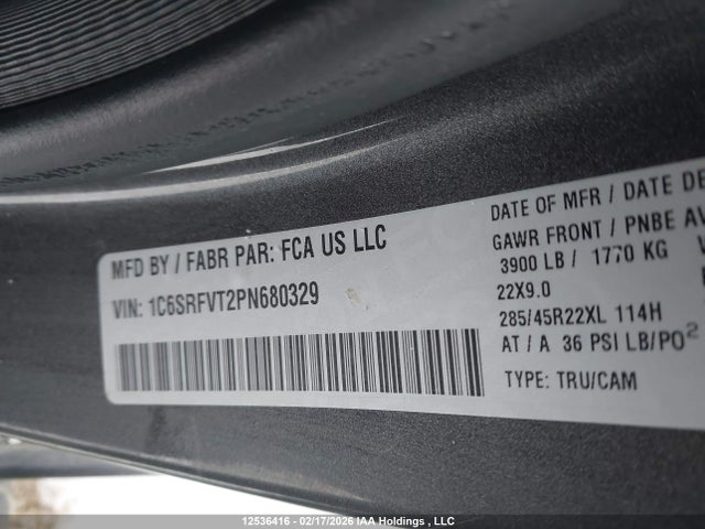 Aukcja sprzedaży 2023 Ram 1500 Sport, vin: 1C6SRFVT2PN680329, numer aukcji: 12536416
