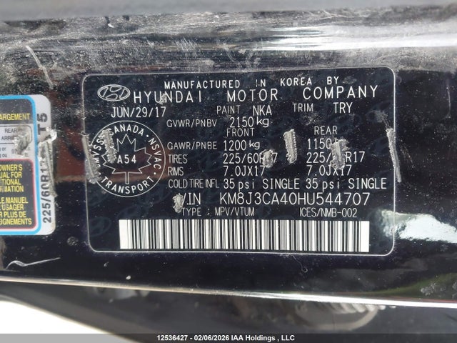 KM8J3CA40HU544707 Hyundai TUCSON SE