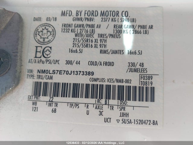 Aukcja sprzedaży 2018 Ford Transit Connect Xl, vin: NM0LS7E70J1373389, numer aukcji: 12536433