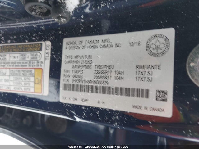2HKRW1H30HH000329 Honda CR-V LX