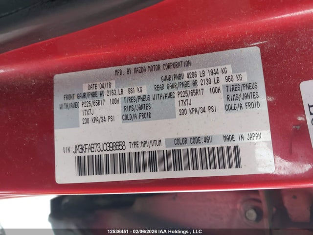 JM3KFAB73J0398658 Mazda CX-5 SPORT