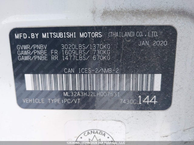 Mitsubishi Mirage 2020 ML32A3HJ2LH007531 Image 9