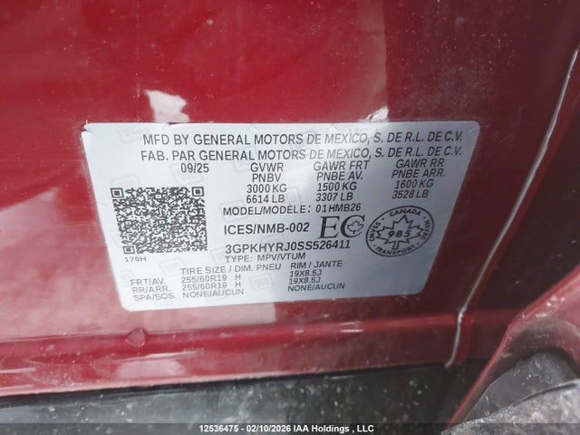 Aukcja sprzedaży 2025 Honda Prologue Ex-l, vin: 3GPKHYRJ0SS526411, numer aukcji: 12536475