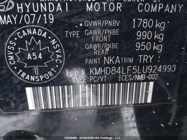 KMHD84LF5LU924993 Hyundai Elantra Sel/value/limited